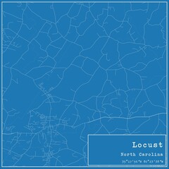 Blueprint US city map of Locust, North Carolina.