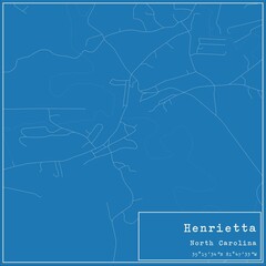 Blueprint US city map of Henrietta, North Carolina.