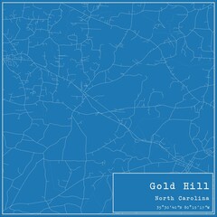 Blueprint US city map of Gold Hill, North Carolina.