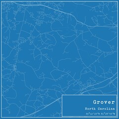 Blueprint US city map of Grover, North Carolina.