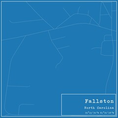 Blueprint US city map of Fallston, North Carolina.