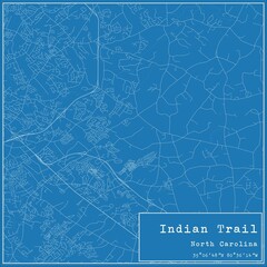 Blueprint US city map of Indian Trail, North Carolina.