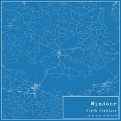 Blueprint US city map of Windsor, North Carolina.