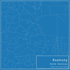 Blueprint US city map of Sunbury, North Carolina.