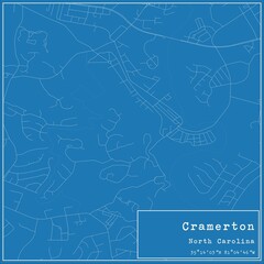 Blueprint US city map of Cramerton, North Carolina.