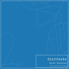 Blueprint US city map of Cliffside, North Carolina.