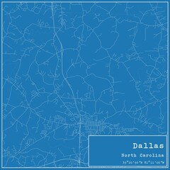 Blueprint US city map of Dallas, North Carolina.