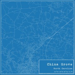 Blueprint US city map of China Grove, North Carolina.