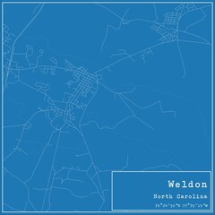 Blueprint US city map of Weldon, North Carolina.