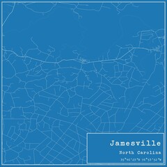 Blueprint US city map of Jamesville, North Carolina.