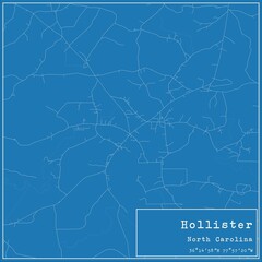 Blueprint US city map of Hollister, North Carolina.