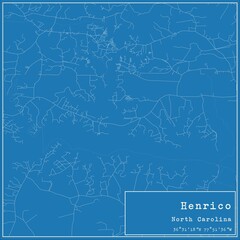 Blueprint US city map of Henrico, North Carolina.