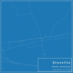 Blueprint US city map of Everetts, North Carolina.