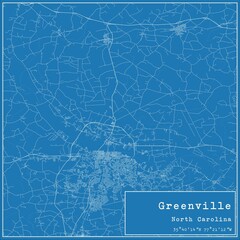 Blueprint US city map of Greenville, North Carolina.
