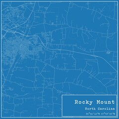 Fototapeta premium Blueprint US city map of Rocky Mount, North Carolina.