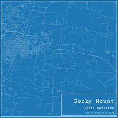 Blueprint US city map of Rocky Mount, North Carolina.