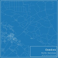 Blueprint US city map of Camden, North Carolina.