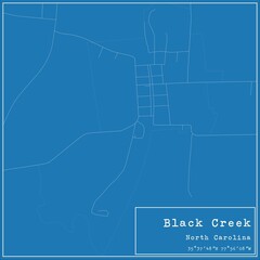Blueprint US city map of Black Creek, North Carolina.