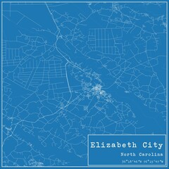 Blueprint US city map of Elizabeth City, North Carolina.