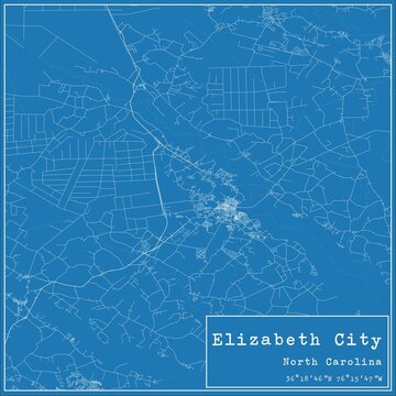 Blueprint US City Map Of Elizabeth City, North Carolina.