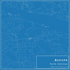 Blueprint US city map of Aurora, North Carolina.
