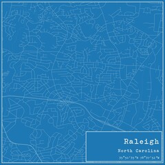 Fototapeta premium Blueprint US city map of Raleigh, North Carolina.