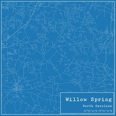 Blueprint US city map of Willow Spring, North Carolina.