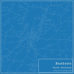 Blueprint US city map of Roxboro, North Carolina.