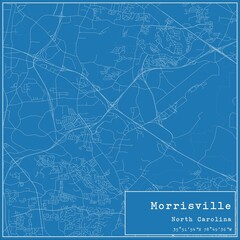Blueprint US city map of Morrisville, North Carolina.