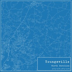 Blueprint US city map of Youngsville, North Carolina.