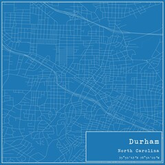Blueprint US city map of Durham, North Carolina.