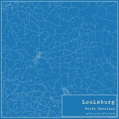 Fototapeta premium Blueprint US city map of Louisburg, North Carolina.