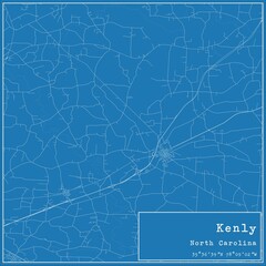 Blueprint US city map of Kenly, North Carolina.