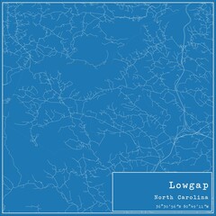 Obraz premium Blueprint US city map of Lowgap, North Carolina.