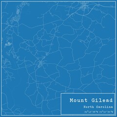 Blueprint US city map of Mount Gilead, North Carolina.