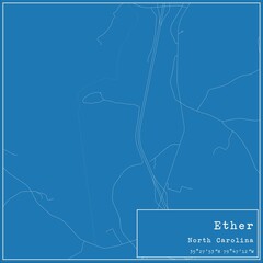 Obraz na płótnie Canvas Blueprint US city map of Ether, North Carolina.