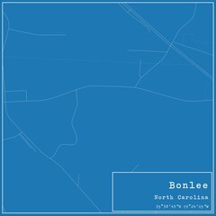 Blueprint US city map of Bonlee, North Carolina.