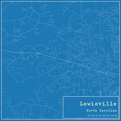 Blueprint US city map of Lewisville, North Carolina.
