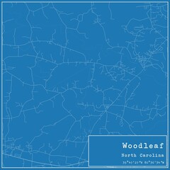 Obraz premium Blueprint US city map of Woodleaf, North Carolina.
