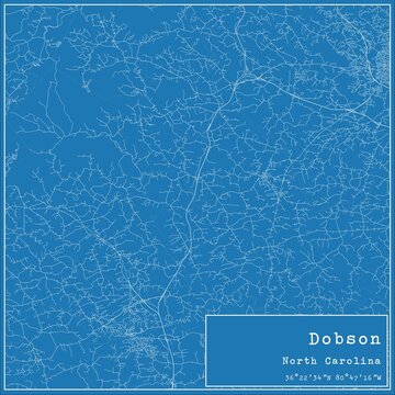 Blueprint US city map of Dobson, North Carolina.