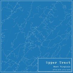 Blueprint US city map of Upper Tract, West Virginia.