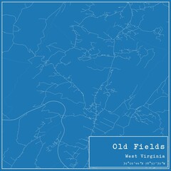 Blueprint US city map of Old Fields, West Virginia.