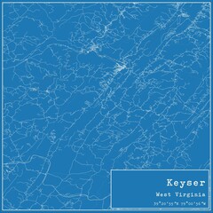 Blueprint US city map of Keyser, West Virginia.