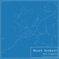 Blueprint US city map of Mount Lookout, West Virginia.