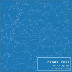 Blueprint US city map of Mount Nebo, West Virginia.