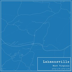 Blueprint US city map of Lahmansville, West Virginia.