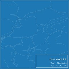 Obraz premium Blueprint US city map of Gormania, West Virginia.