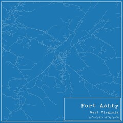 Blueprint US city map of Fort Ashby, West Virginia.