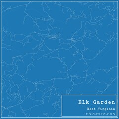 Blueprint US city map of Elk Garden, West Virginia.
