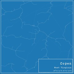 Fototapeta premium Blueprint US city map of Copen, West Virginia.